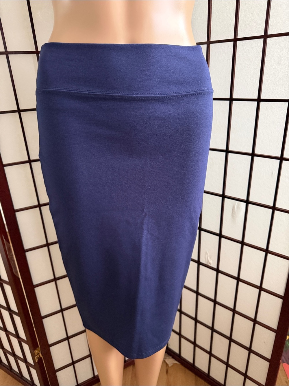 Classic Navy High-Rise Pencil Skirt